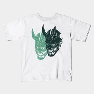 The Double Oni Mask - Yabisan - Vector Style Kids T-Shirt